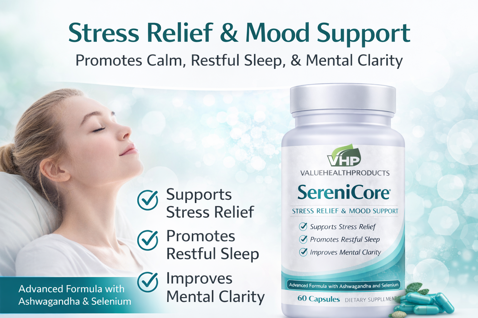 SereneCore Supplement for Stress Relief & Mood Support