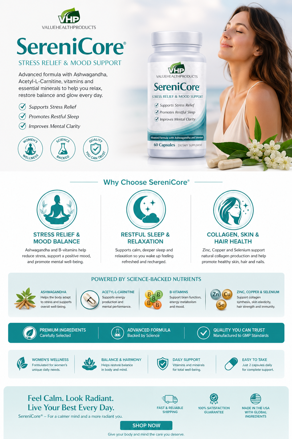SereniCore™ – Women’s Mood, Relaxation & Daily Wellness Formula