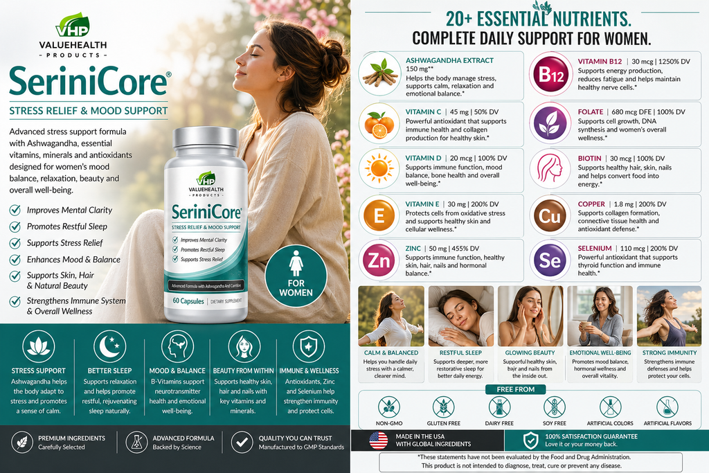SereniCore™ – Women’s Mood, Relaxation & Daily Wellness Formula