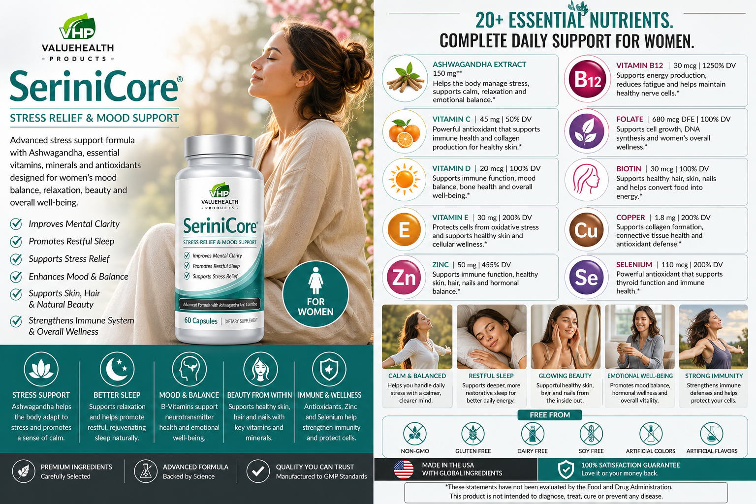 SereniCore™ – Women’s Mood, Relaxation & Daily Wellness Formula